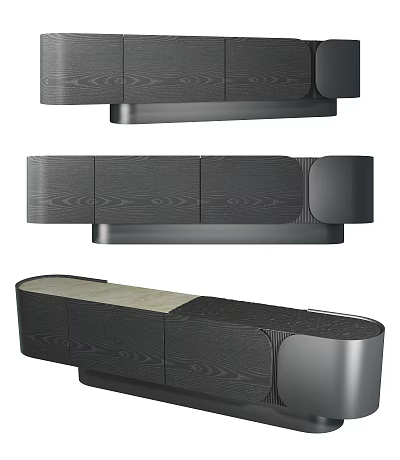 Modern TV Stand With Wood Grain Design And Metal Accents For Living Room 3d model