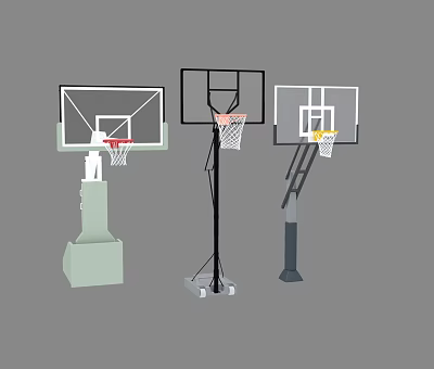 Different Types Of Basketball Hoops Sports Equipment With Sturdy Bases And Adjustable Designs 3d model