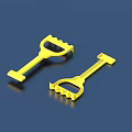 Yellow Plastic Small Serrated Clamp Tools With Blue Background And Reflections