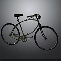 Vintage Classic Bicycle with Brown Leather Seat Golden Frame Black Tires and Headlight