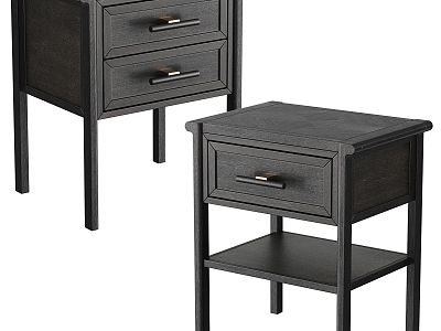 Black Wooden Bedside Cabinet 3d model