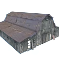 Old Wooden Barn with Rustic Weathered Roof and Aged Wood Siding Details