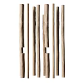 Light Colored Wooden Columns Irregularly Arranged With Varying Heights In Natural Minimalist Style