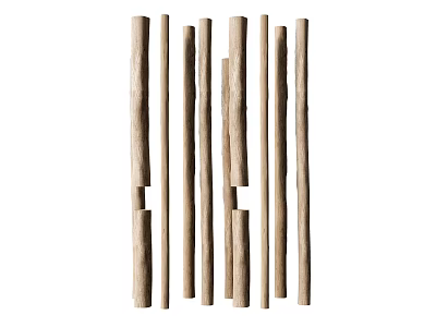 Light Colored Wooden Columns Irregularly Arranged With Varying Heights In Natural Minimalist Style 3d model