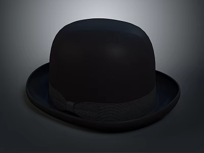 Classic Black Wool Felt Bowler Hat For Daily Casual And Formal Wear 3d model