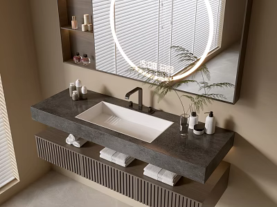 Modern Bathroom Cabinet Bathroom Counter Basin Bathroom Ornaments Mirror Cabinet Sink 3d model