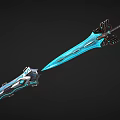 Decorative Fantasy Sword With Blue Glowing Accents And Butterfly Hilt Design