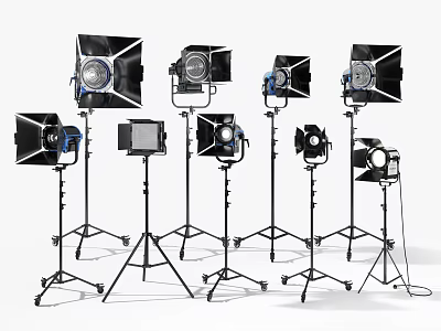 Professional Photography Studio Lighting Equipment With Tripod Stands And Softboxes 3d model