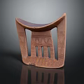 Traditional Ethnic Wooden Stool Furniture With Curved Seat And Intricate Carved Patterns