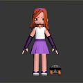 Cartoon Girl With Red Hair Wearing White Top Purple Skirt Purple Wristbands And Skateboard