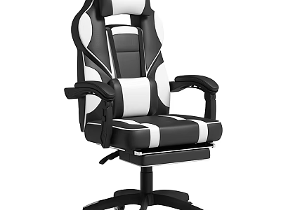 Black and White Leather Office Chair With Ergonomic Design Adjustable Height And Swivel Base 3d model