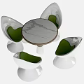 Comfortable Casual Sofa Set With White Black Green Cushions And Modern Accent Table