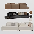 Brown Black And Beige Sectional Sofa With Decorative Pillows Modern Design 3d model