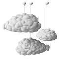 Cloud Shaped Cream Colored Fabric Pendant Lights With Warm Glowing Light For Modern Cozy Interior