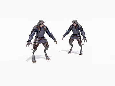 Two Armored Humanoid Game and Movie Characters in Standing Pose With Clawed Hands 3d model