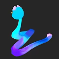 Cute Blue Cartoon Snake Character With Big Eyes And Gradient Body