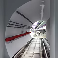 Subway Platform With Glass Train Doors Digital Display Illuminated Signs And Yellow Line Markings