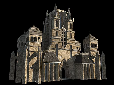 Ancient Stone Architecture Featuring Spires Towers And Arched Doorways Design 3d model