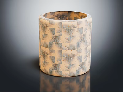 Patterned Floor Tiles With Beige Gray Geometric Mosaic Design And Neutral Tones 3d model