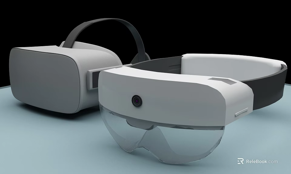 Modern VR AR Headset And Glasses With Sleek Design And Transparent Lenses 3d model 