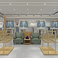 GIAFANVAD Clothing Store Showcasing Suits Mannequins Display Racks And Bright Lighting