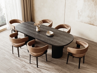 Modern Dining Table and Chair 3d model