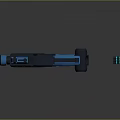Futuristic Blue Delta Sci Fi Weapon With Detachable Components And Parts