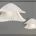 Elegant White Pleated Pendant Lights Hanging In Modern Gray Interior Design