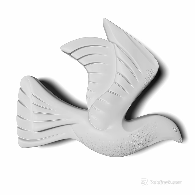 White Pigeon Shaped Decorative Component With Detailed Feather Design for Interior Wall Decoration 3d model 