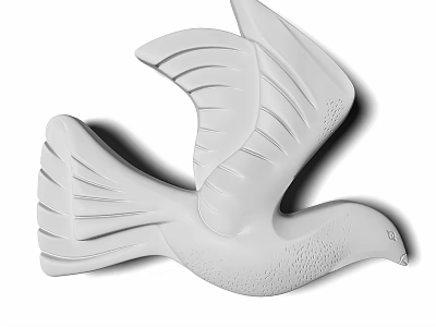 White Pigeon Shaped Decorative Component With Detailed Feather Design for Interior Wall Decoration 3d model
