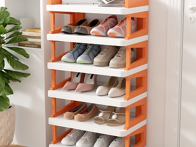 Household Small Plastic Shoe Rack Entrance Door Entrance Storage Artifact Shoe Cabinet Dormitory Door Simple Multi-Layer Narrow Shoe Rack 3d model