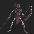 Skeleton Archer Game And Movie Character With Tattered Clothing Bow And Arrows