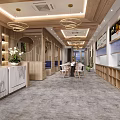 Stylish Restaurant Interior With Wooden Staircase Glass Doors Carpeted Steps And Exterior View