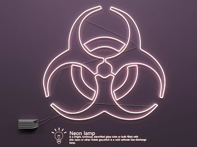 Neon Lamp Combination With Glowing Lines Unique Design And Dark Background 3d model