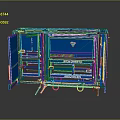 Blue Recycling Center Equipment With Open Door And Wheels For Storage Use