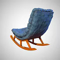 Comfortable Green Fabric Rocking Chair with Wooden Legs for Home Relaxation