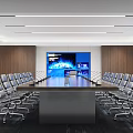 Modern Conference Room Interior With Company Logo And White Marble Wall