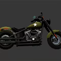 Yellow Classic Cruiser Motorcycle With Black Seat Handlebar And Star Emblem