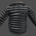 Black Puffer Jacket with Hooded Quilted Design and Zipper Closure Modern Style