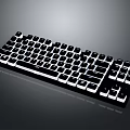 Sleek Black And White Mechanical Keyboard With Reflective Surface And Standard Key Layout For Computers 3d model