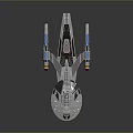 Sci-Fi Starship Model With Detailed Hull And Red Blue Engine Accents 3d model