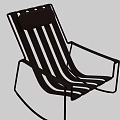 Modern Leisure Chair with Brown Striped Seat Black Metal Frame Armrests and Cushion