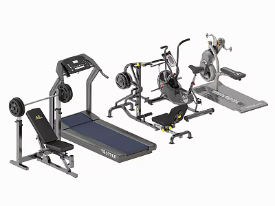 Premium Home Gym Fitness Equipment With Treadmill Strength Training Machines And Bench 3d model