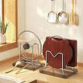 Kitchen Metal Cutting Board Holders With Wooden Transparent Boards Wall Utensils And Plant