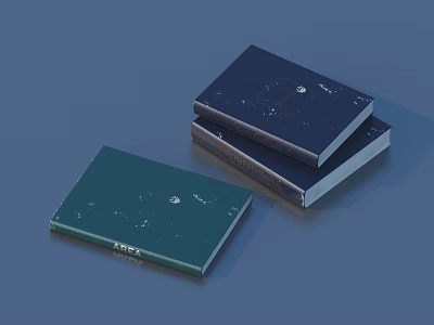 Dark Green and Navy Blue Books with Intricate Cover Patterns Stacked Together 3d model