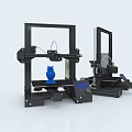 Two Desktop 3D Printers as Office Appliances with Blue Printed Model