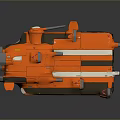 Orange Futuristic Mechanical Device With Multiple Thrusters And White Stripes In Sci Fi Style 3d model