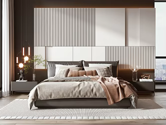 Modern Minotti Background Double Bed 3d model