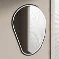 Irregular Shaped Mirror With Illuminated Edge Reflecting Window Blinds In Modern Room 3d model