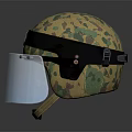 Protective Camouflage Helmet With Transparent Face Shield And Black Strap